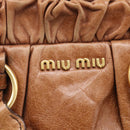 Miu Miu Matelasse Hand Bag Vitellolux 2way Brown Gold Auth 208314A-18