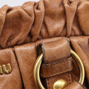 Miu Miu Matelasse Hand Bag Vitellolux 2way Brown Gold Auth 208314A-19