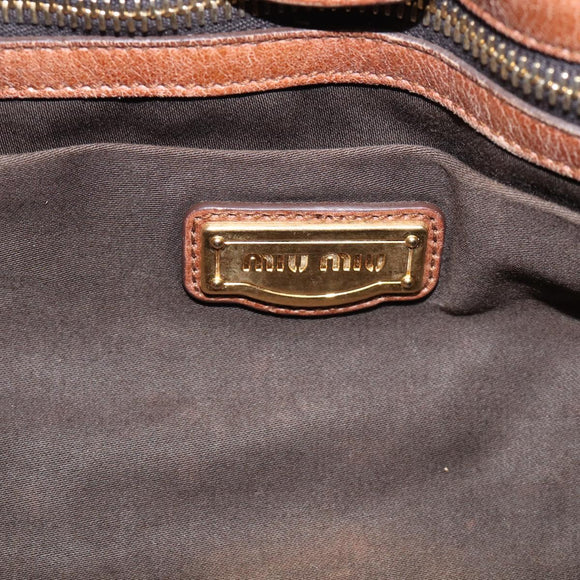 Miu Miu Matelasse Hand Bag Vitellolux 2way Brown Gold Auth 208314A