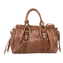 Miu Miu Matelasse Hand Bag Vitellolux 2way Brown Gold Auth 208314A-3