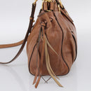 Miu Miu Matelasse Hand Bag Vitellolux 2way Brown Gold Auth 208314A-5