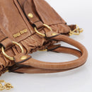 Miu Miu Matelasse Hand Bag Vitellolux 2way Brown Gold Auth 208314A-7