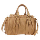 Miu Miu Matelasse Hand Bag Vitellolux 2way Brown Gold Auth 208315M-1