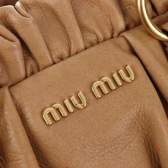 Miu Miu Matelasse Hand Bag Vitellolux 2way Brown Gold Auth 208315M