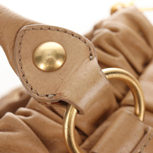 Miu Miu Matelasse Hand Bag Vitellolux 2way Brown Gold Auth 208315M