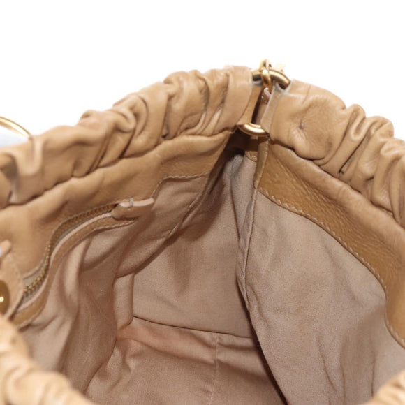 Miu Miu Matelasse Hand Bag Vitellolux 2way Brown Gold Auth 208315M