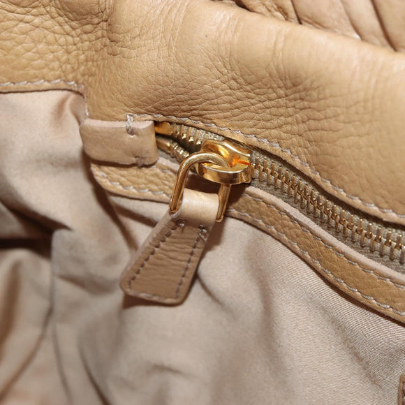 Miu Miu Matelasse Hand Bag Vitellolux 2way Brown Gold Auth 208315M