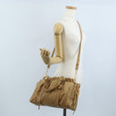 Miu Miu Matelasse Hand Bag Vitellolux 2way Brown Gold Auth 208315M-28