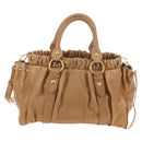 Miu Miu Matelasse Hand Bag Vitellolux 2way Brown Gold Auth 208315M-3