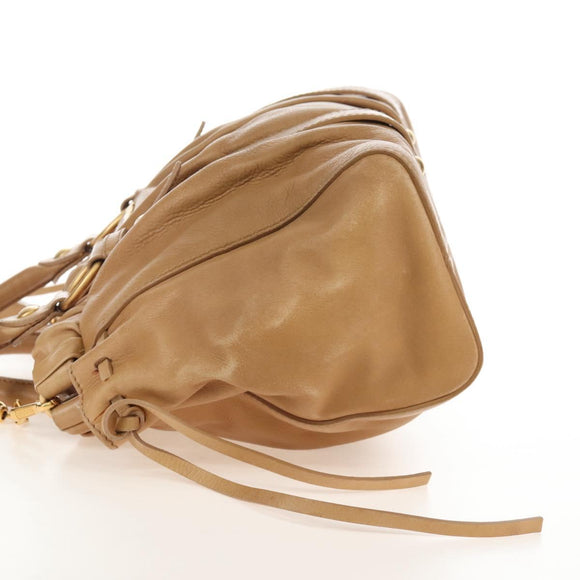 Miu Miu Matelasse Hand Bag Vitellolux 2way Brown Gold Auth 208315M