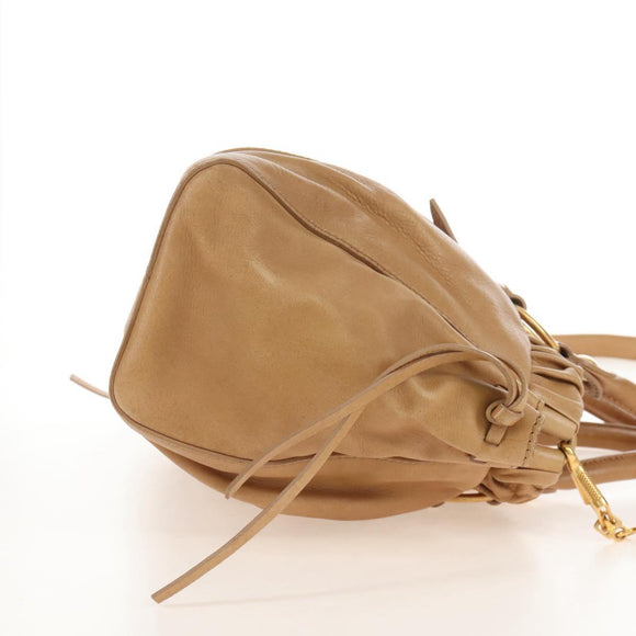 Miu Miu Matelasse Hand Bag Vitellolux 2way Brown Gold Auth 208315M