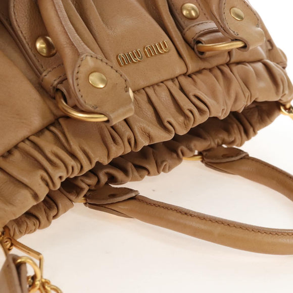 Miu Miu Matelasse Hand Bag Vitellolux 2way Brown Gold Auth 208315M
