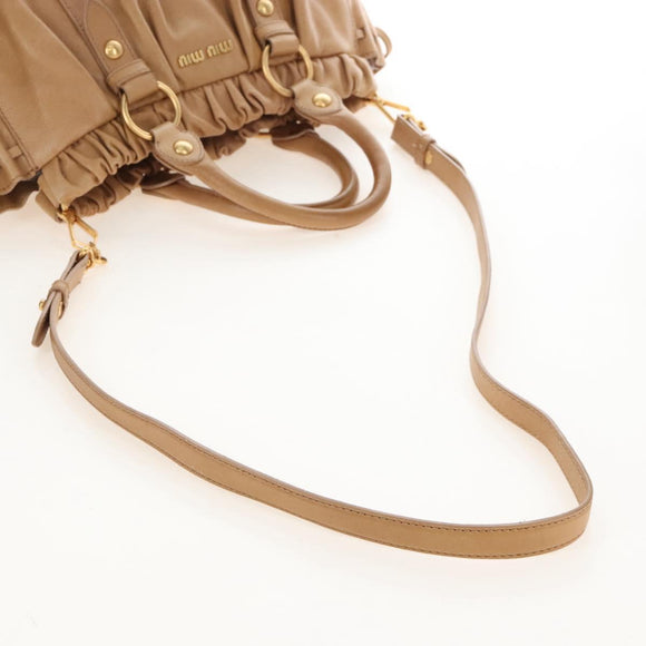 Miu Miu Matelasse Hand Bag Vitellolux 2way Brown Gold Auth 208315M