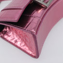 Balenciaga Chain Hour Glass Bag Leather 2way Pink Silver 664676 Auth 208322M-15