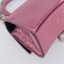 Balenciaga Chain Hour Glass Bag Leather 2way Pink Silver 664676 Auth 208322M-17
