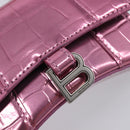 Balenciaga Chain Hour Glass Bag Leather 2way Pink Silver 664676 Auth 208322M-19