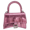 Balenciaga Chain Hour Glass Bag Leather 2way Pink Silver 664676 Auth 208322M-2