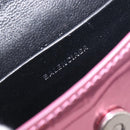 Balenciaga Chain Hour Glass Bag Leather 2way Pink Silver 664676 Auth 208322M-21