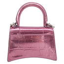 Balenciaga Chain Hour Glass Bag Leather 2way Pink Silver 664676 Auth 208322M-3