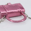 Balenciaga Chain Hour Glass Bag Leather 2way Pink Silver 664676 Auth 208322M-7