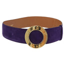 CELINE Belt Leather Purple Gold Auth 208323V-1