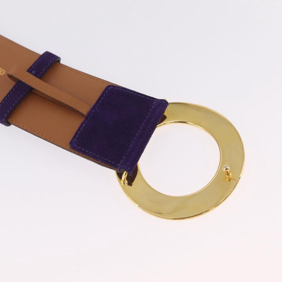 CELINE Belt Leather Purple Gold Auth 208323V