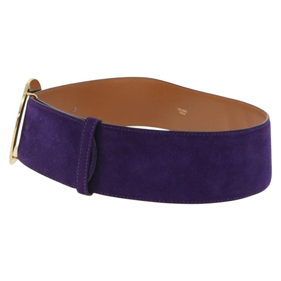 CELINE Belt Leather Purple Gold Auth 208323V