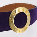 CELINE Belt Leather Purple Gold Auth 208323V-5