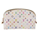 LOUIS VUITTON Monogram Multicolor Pochette PM Pouch White M47354 LV Auth 208326-2