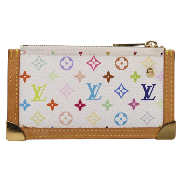LOUIS VUITTON Monogram Multicolor Pochette Cles Purse White M92655 Auth 208328V
