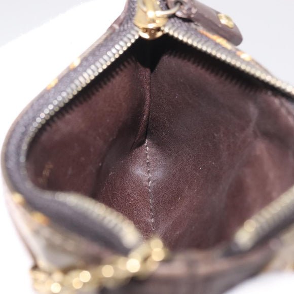 LOUIS VUITTON Monogram Charm Pochette Cles Purse Brown White M95164 Auth 208330A