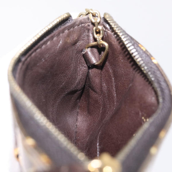 LOUIS VUITTON Monogram Charm Pochette Cles Purse Brown White M95164 Auth 208330A