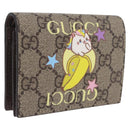 GUCCI GG Supreme Compact Bifold Wallet PVC BNF Beige Yellow 701009 Auth 208338M-1