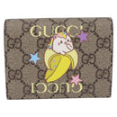 GUCCI GG Supreme Compact Bifold Wallet PVC BNF Beige Yellow 701009 Auth 208338M-2