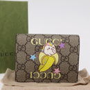 GUCCI GG Supreme Compact Bifold Wallet PVC BNF Beige Yellow 701009 Auth 208338M-23