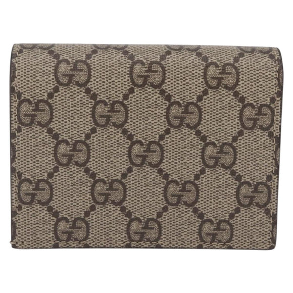 GUCCI GG Supreme Compact Bifold Wallet PVC BNF Beige Yellow 701009 Auth 208338M