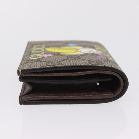 GUCCI GG Supreme Compact Bifold Wallet PVC BNF Beige Yellow 701009 Auth 208338M
