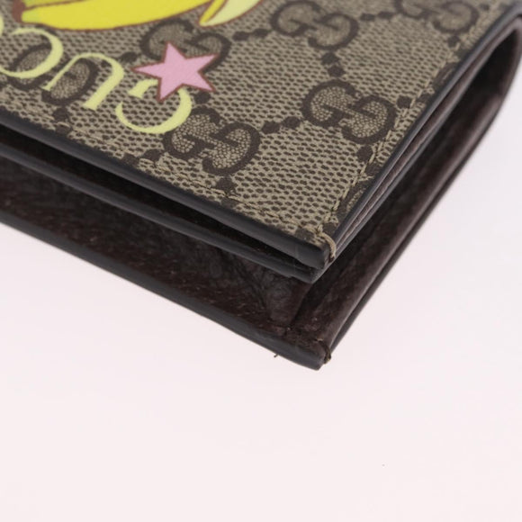 GUCCI GG Supreme Compact Bifold Wallet PVC BNF Beige Yellow 701009 Auth 208338M