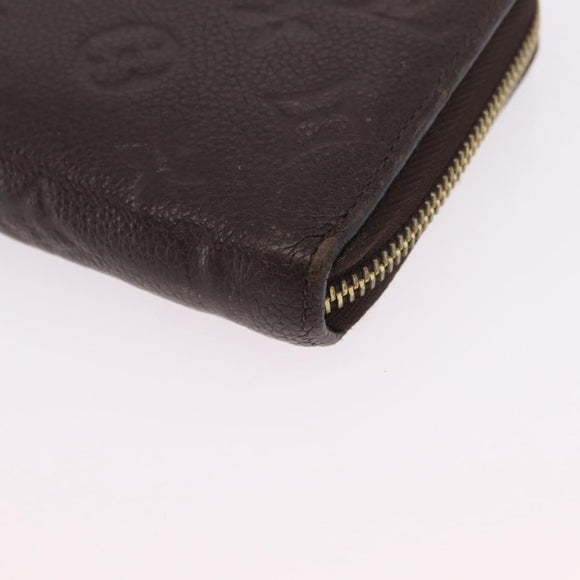LOUIS VUITTON Monogram Empreinte Zippy Wallet Dark Brown M60548 LV Auth 208340