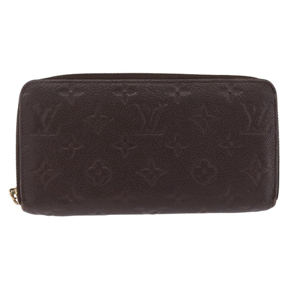 LOUIS VUITTON Monogram Empreinte Zippy Wallet Dark Brown M60548 LV Auth 208340