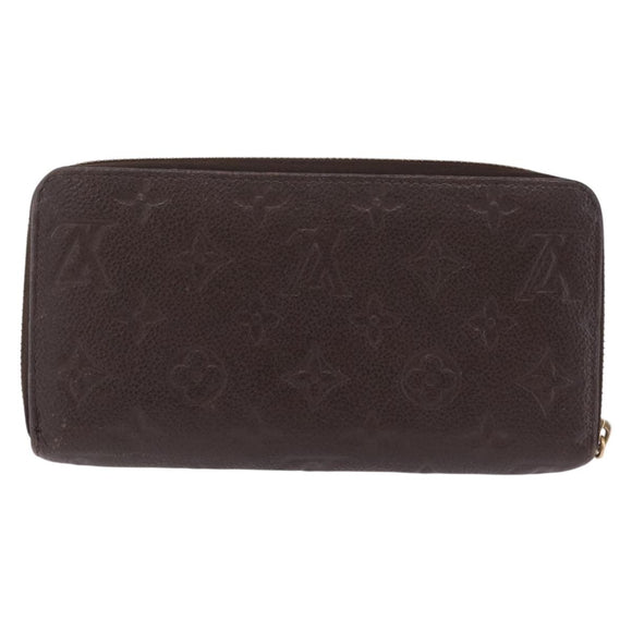 LOUIS VUITTON Monogram Empreinte Zippy Wallet Dark Brown M60548 LV Auth 208340