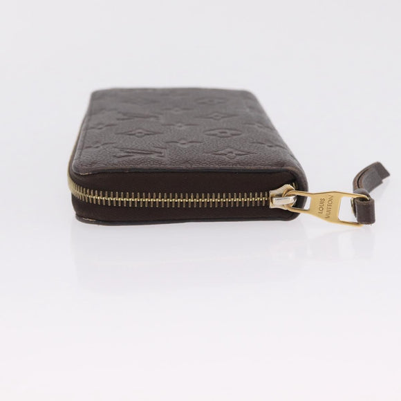 LOUIS VUITTON Monogram Empreinte Zippy Wallet Dark Brown M60548 LV Auth 208340