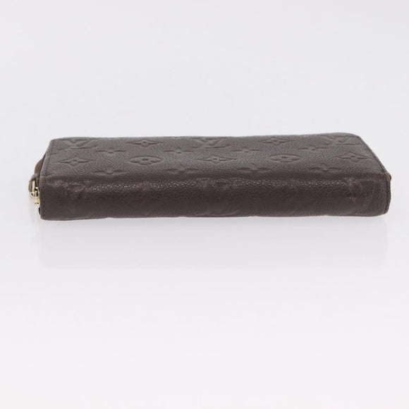 LOUIS VUITTON Monogram Empreinte Zippy Wallet Dark Brown M60548 LV Auth 208340