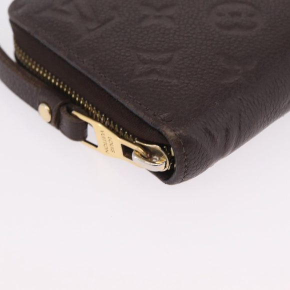 LOUIS VUITTON Monogram Empreinte Zippy Wallet Dark Brown M60548 LV Auth 208340