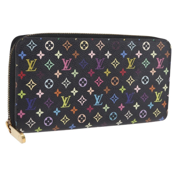 LOUIS VUITTON Monogram Multicolor Zippy Long Wallet Black M60243 LV Auth 208341V