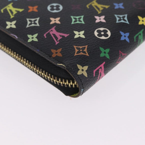 LOUIS VUITTON Monogram Multicolor Zippy Long Wallet Black M60243 LV Auth 208341V