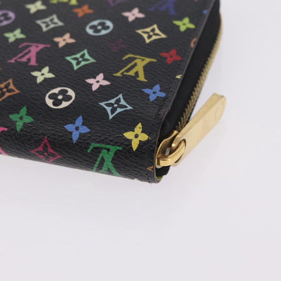 LOUIS VUITTON Monogram Multicolor Zippy Long Wallet Black M60243 LV Auth 208341V