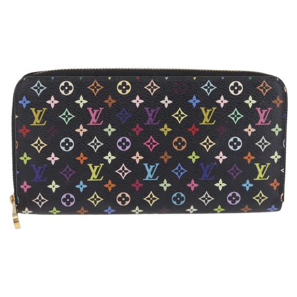 LOUIS VUITTON Monogram Multicolor Zippy Long Wallet Black M60243 LV Auth 208341V
