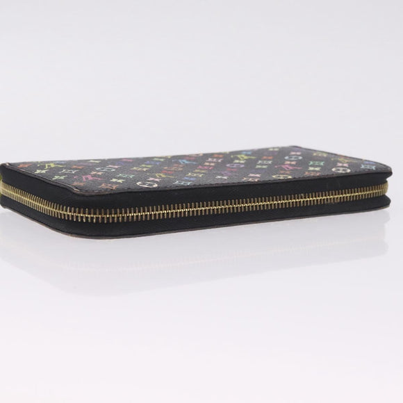 LOUIS VUITTON Monogram Multicolor Zippy Long Wallet Black M60243 LV Auth 208341V