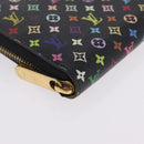 LOUIS VUITTON Monogram Multicolor Zippy Long Wallet Black M60243 LV Auth 208341V-8
